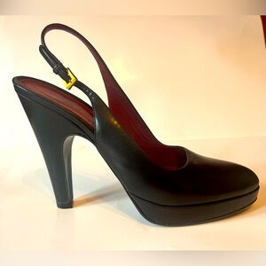 Prada beautiful black leather slingback heels. US size 7.5